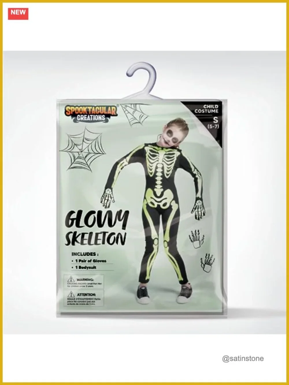 Glow in the Dark Skeleton Jumpsuit for Kids Halloween Costume with Gloves